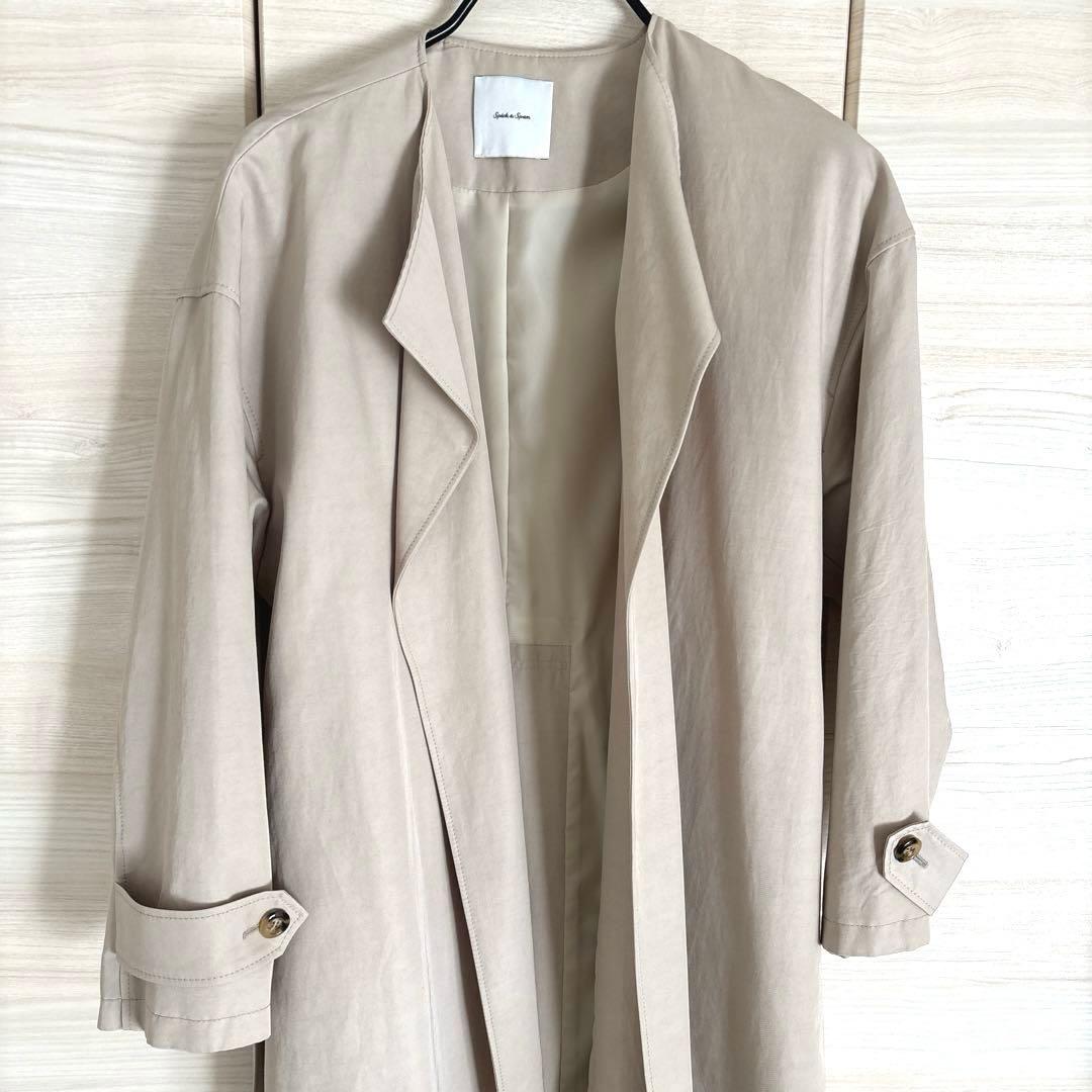 【美品】Spick & Span ノーカラートレンチコート 36 ベージュ