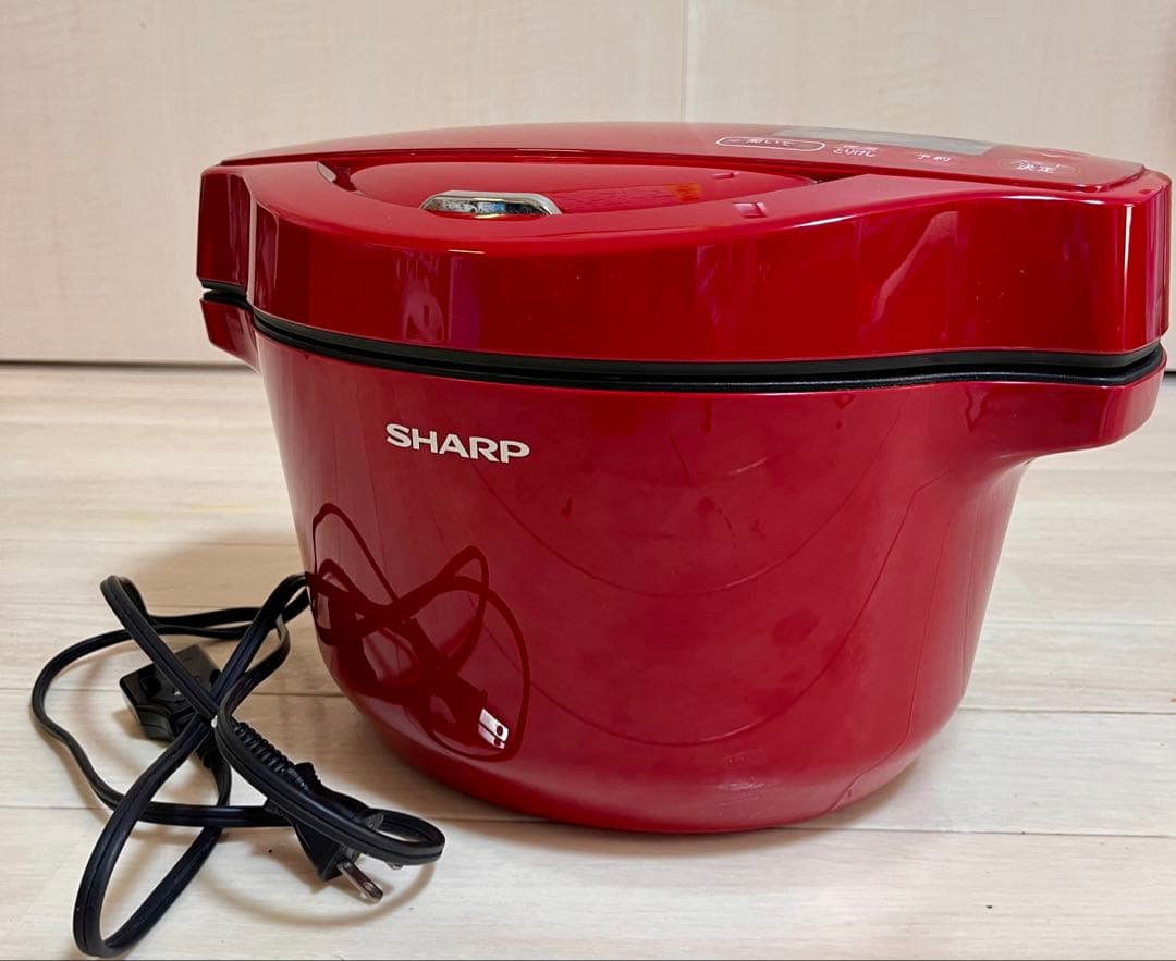 【美品】SHARP ヘルシオ ホットクック 水なし調理鍋/レッド