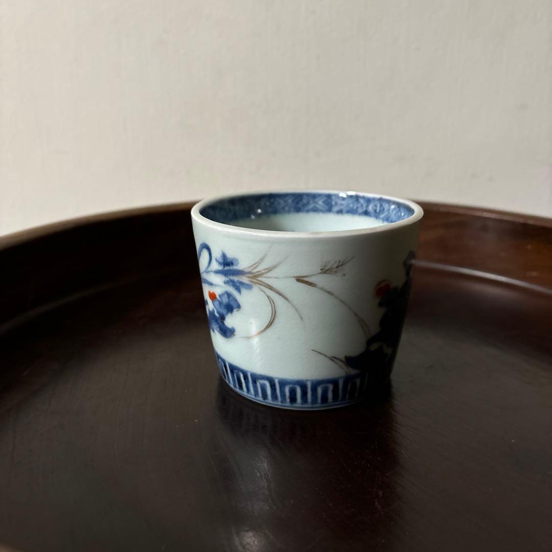 古伊万里色絵蕎麦猪口　1点　江戸時代　アンティーク　白磁　酒器　盃　湯呑検:李朝