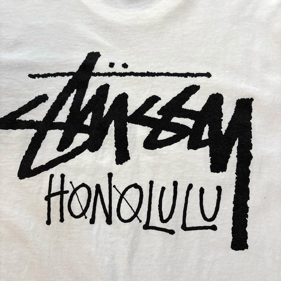 STUSSY ホノルル限定 Tシャツ L ホワイト　白　 バックプリント