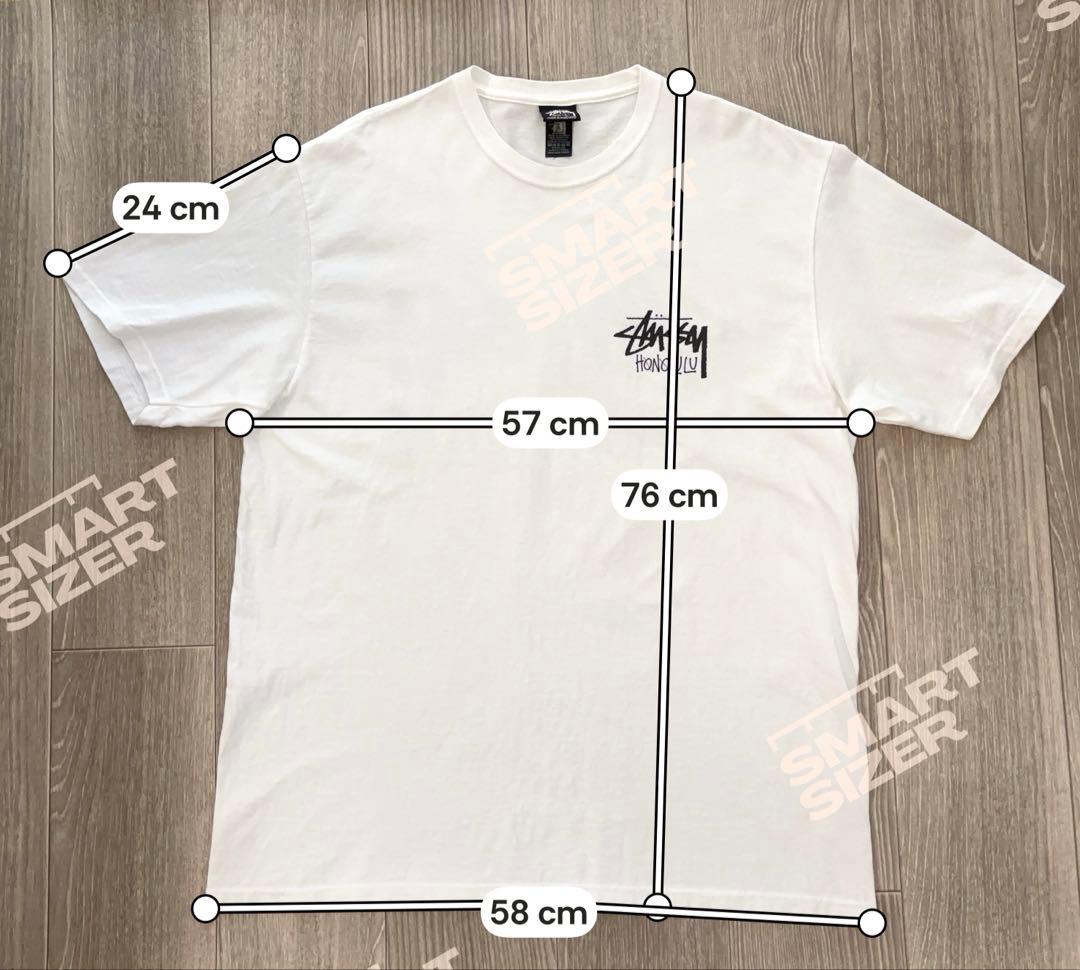 STUSSY ホノルル限定 Tシャツ L ホワイト　白　 バックプリント