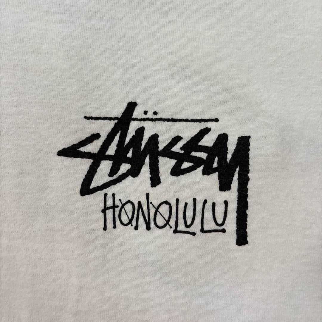STUSSY ホノルル限定 Tシャツ L ホワイト　白　 バックプリント