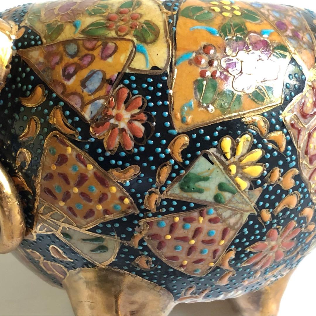 薩摩　色絵　香炉　高さ約12.5cm