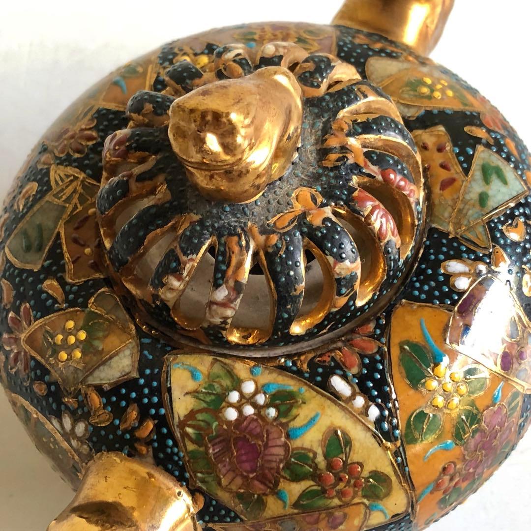 薩摩　色絵　香炉　高さ約12.5cm