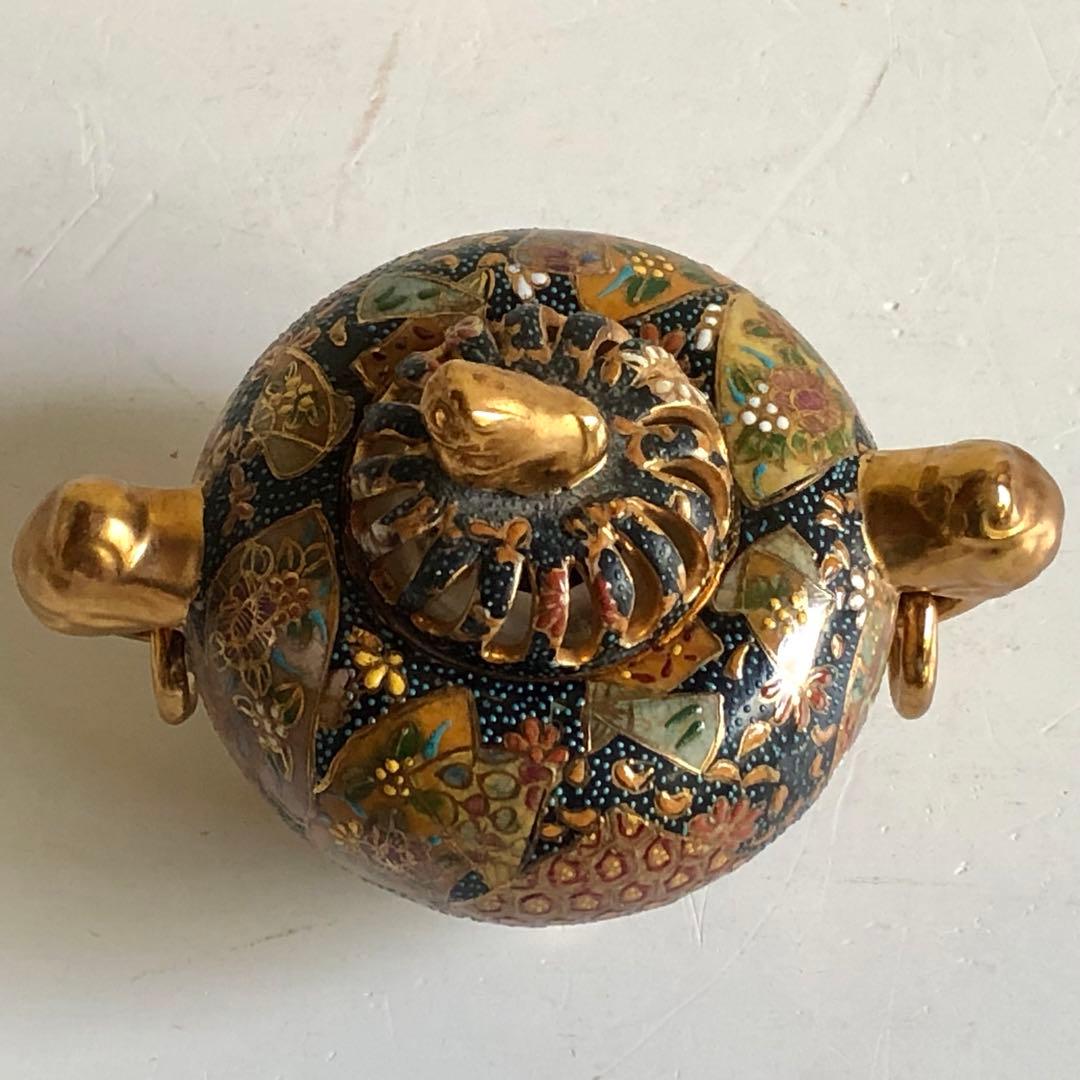 薩摩　色絵　香炉　高さ約12.5cm