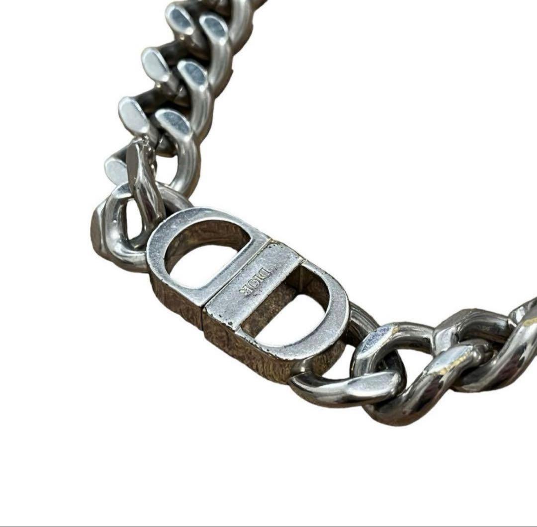 Diorシルバー チェーンネックレス ロック式