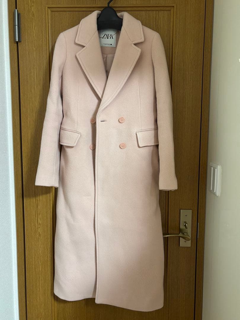 【こじ様】ZARA ピンク ダブルブレスト ロングコート