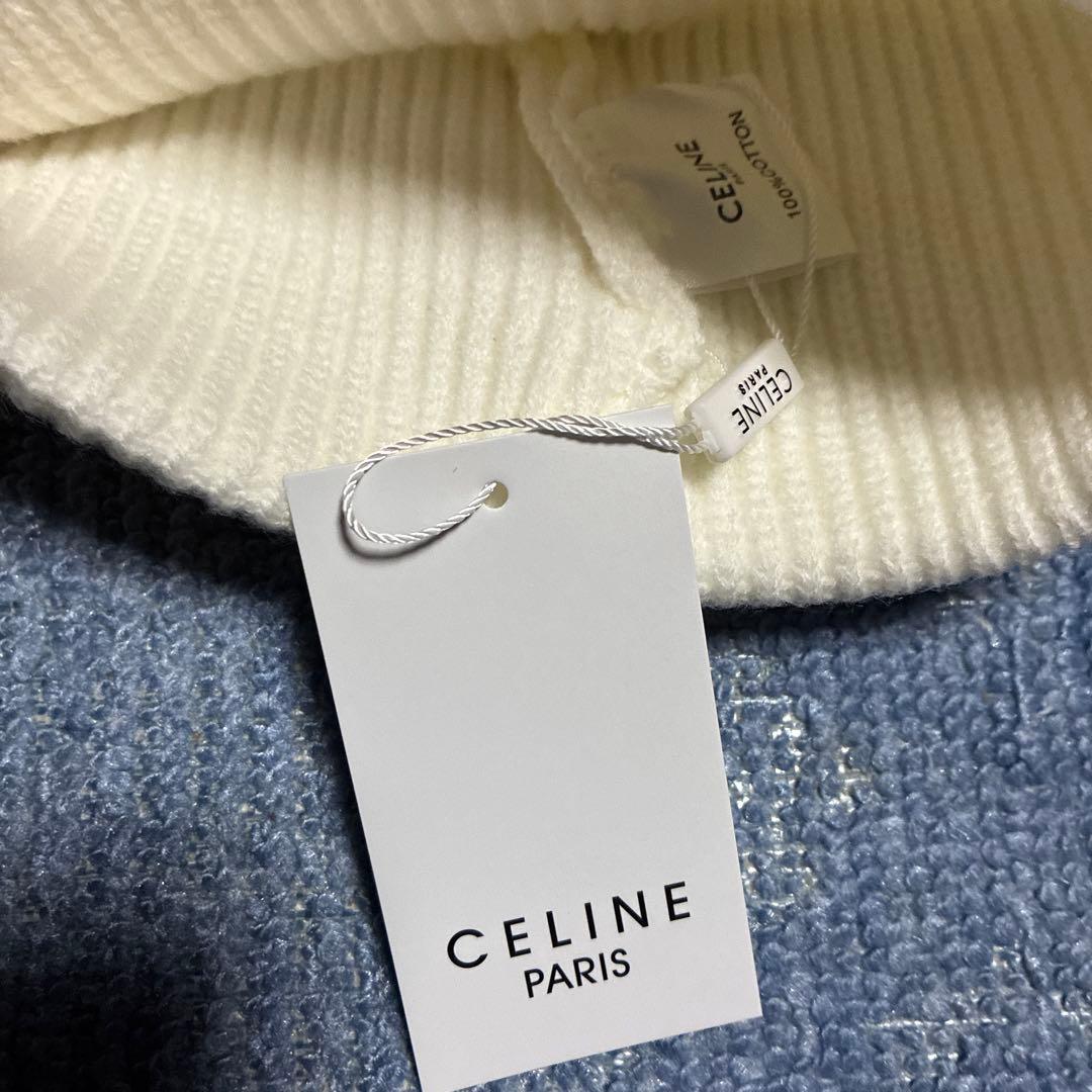 CELINE ホワイト ニット帽