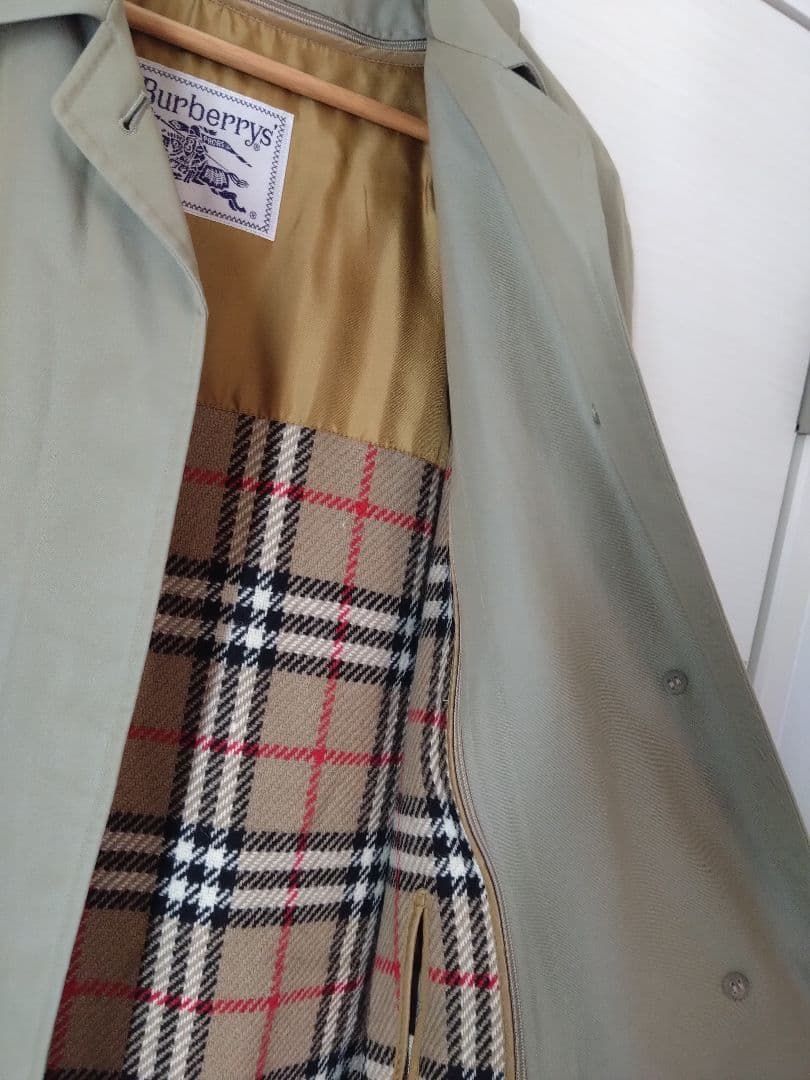 美品　Burberrys ベージュ ロングコート チェック　白タグ　C-TK83