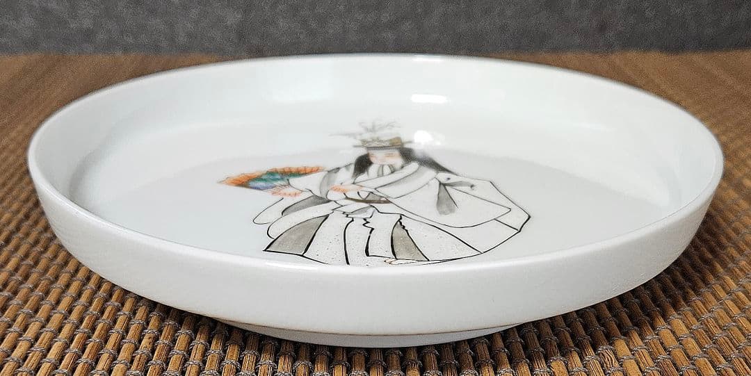 【11代酒井田柿右衛門】作　能楽絵　能装図　色絵『鷺』皿　茶道具　茶器　菓子皿