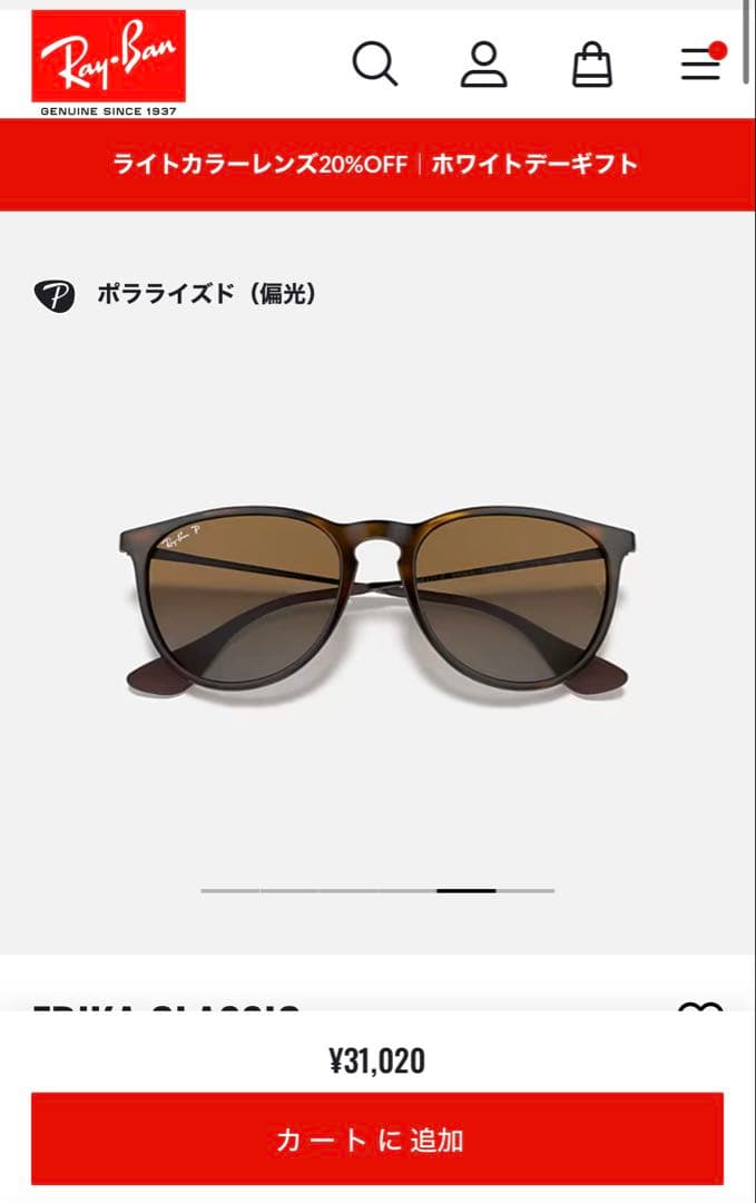 レイバン 偏光サングラス ERIKA Classicモデル