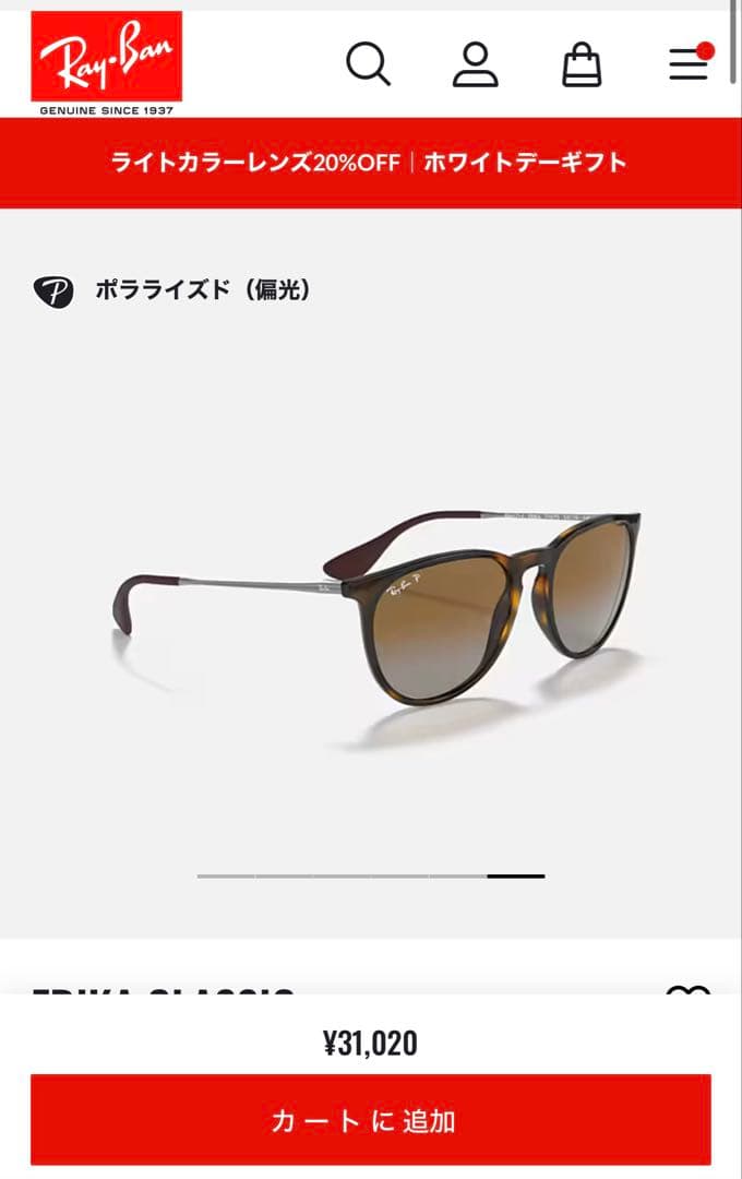 レイバン 偏光サングラス ERIKA Classicモデル
