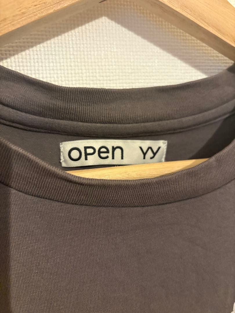 【Jen】OPEN YY ダークグレー プリントTシャツ