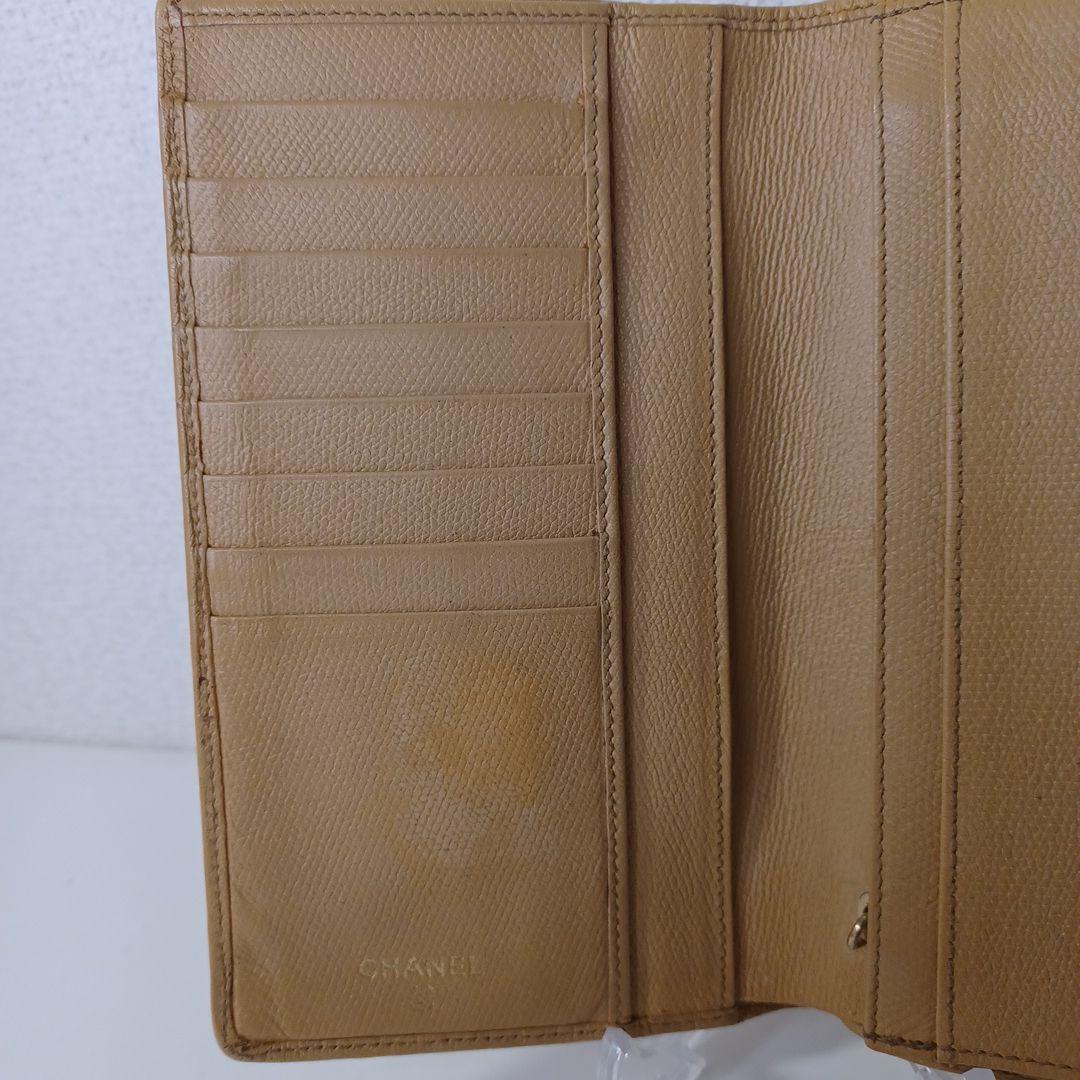 ✨上品✨CHANEL シャネル 折り財布 ベージュ ゴールド金具 上質レザー