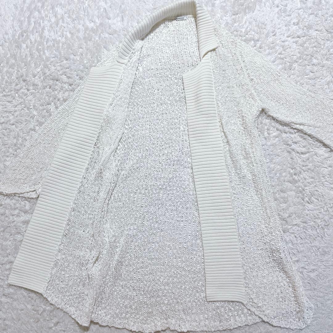 美品✨MARELLA マレーラ　メッシュニットカーディガン　オフホワイト　L