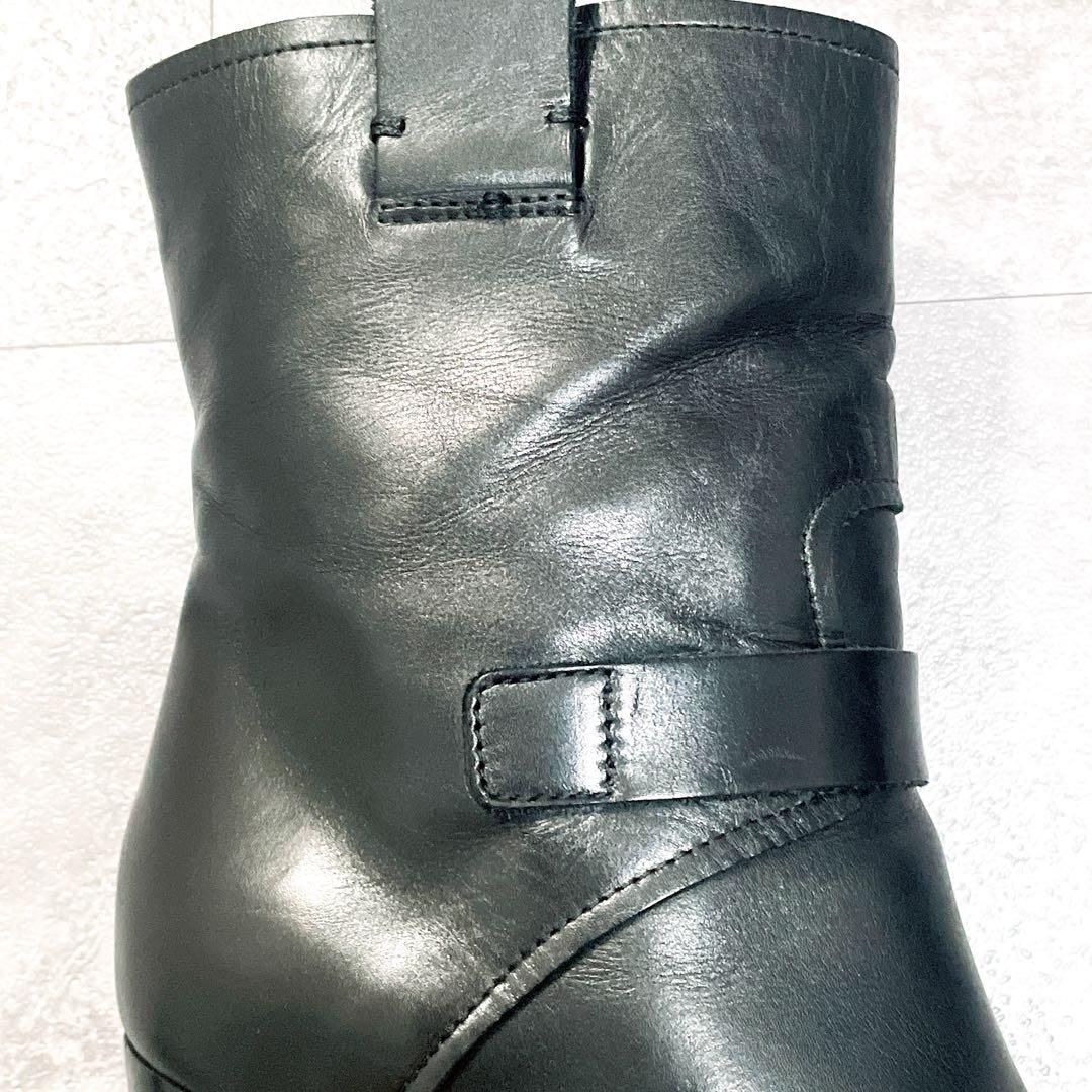 【ほぼ新品】ペリーコ レザーショートブーツ 23cm ブラック イタリア製