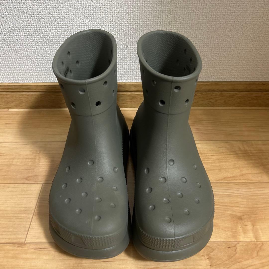 美品　クロックス　Crocs クラッシュ　レイン　ブーツ　24センチ　　カーキ