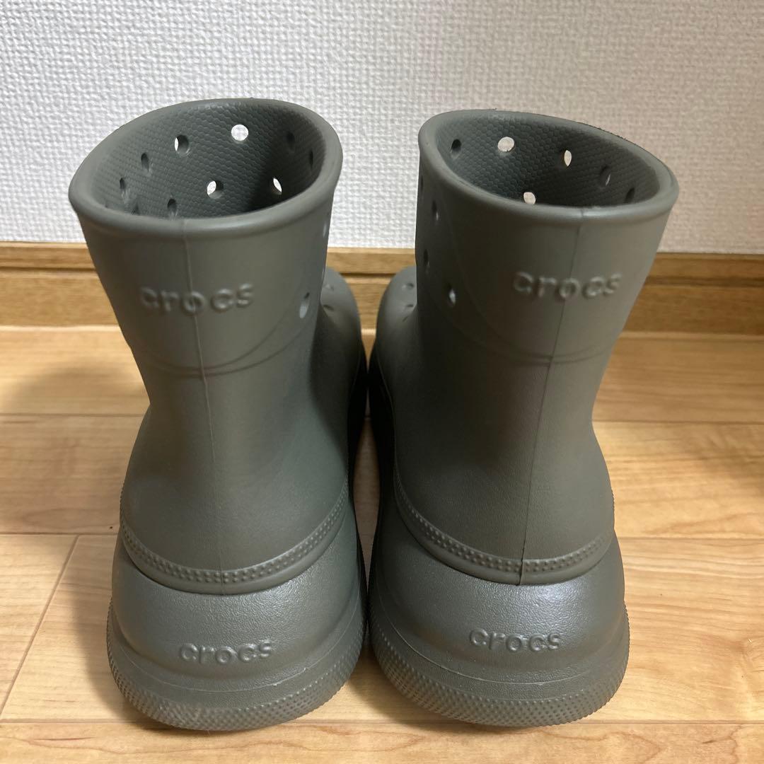 美品　クロックス　Crocs クラッシュ　レイン　ブーツ　24センチ　　カーキ