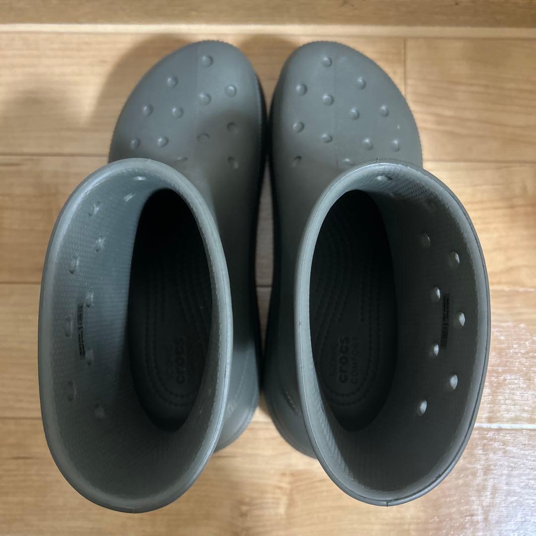 美品　クロックス　Crocs クラッシュ　レイン　ブーツ　24センチ　　カーキ