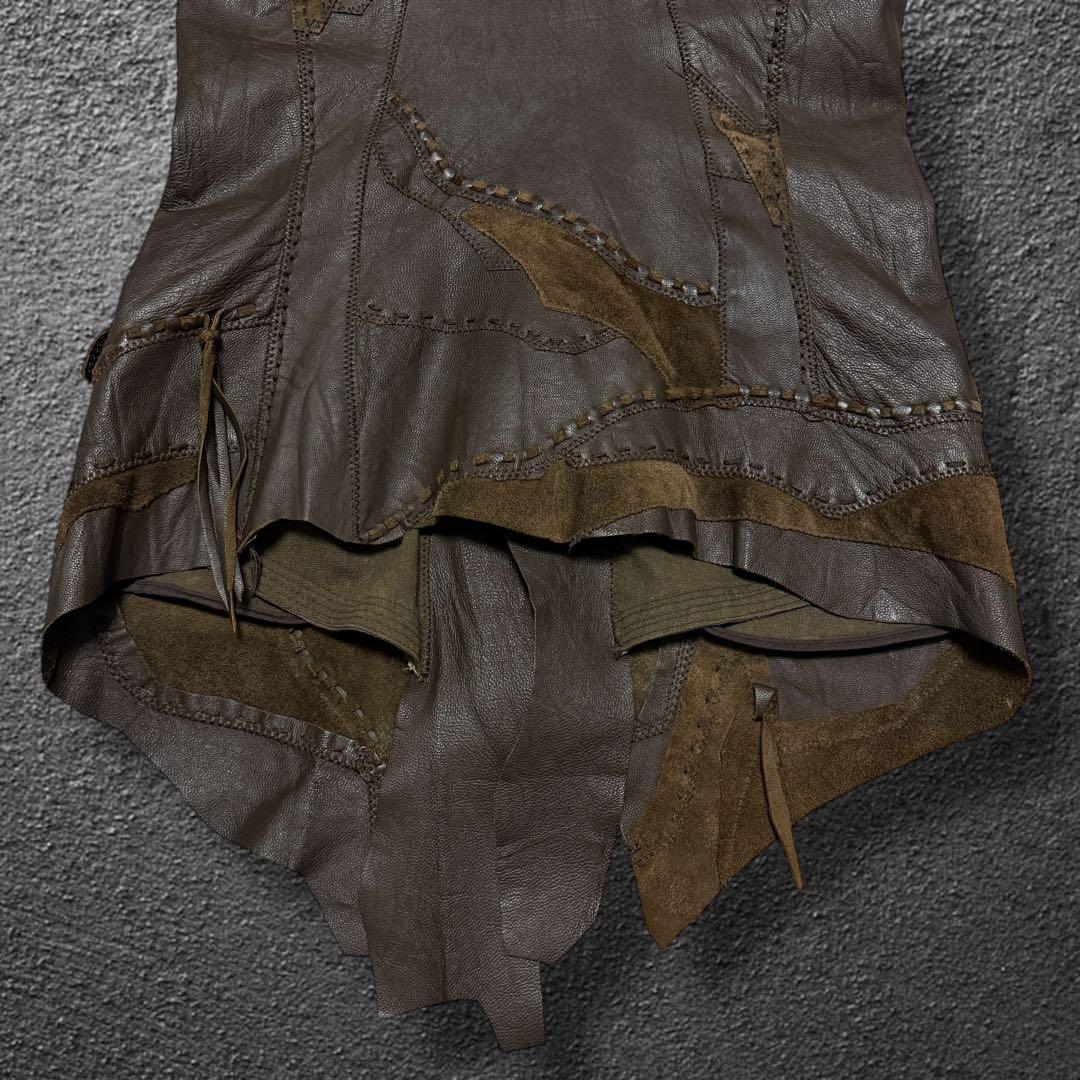 トップス goa goat leather patchwork cutoff vest