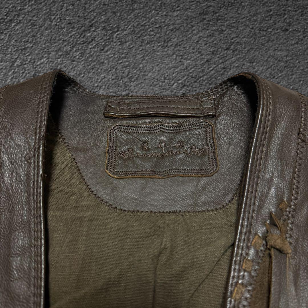 トップス goa goat leather patchwork cutoff vest