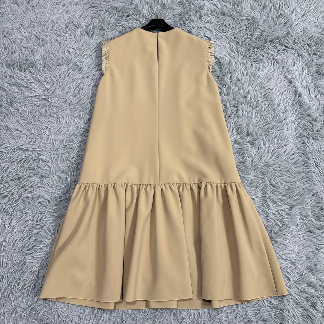 美品✨フォクシー ギャザーフリルドレス ふんわりワンピース グログランリボン
