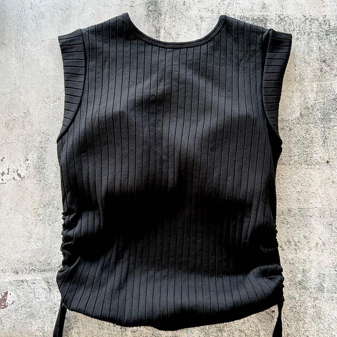 新品 タグ無し サイド 紐ギャザー タンク 2セット 水着（トップス・パンツ）