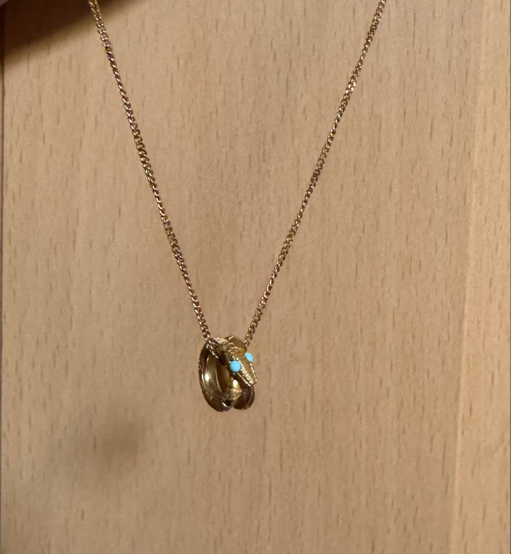GUCCI ウロボロス蛇ネックレス ターコイズK18