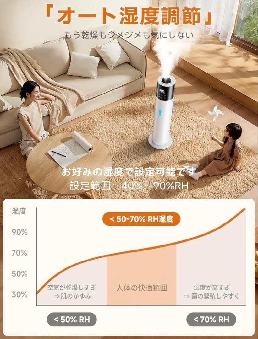 2025冬新登場 13L 大容量 a加湿器 乾燥対策 知能恒湿 加熱式　タワー