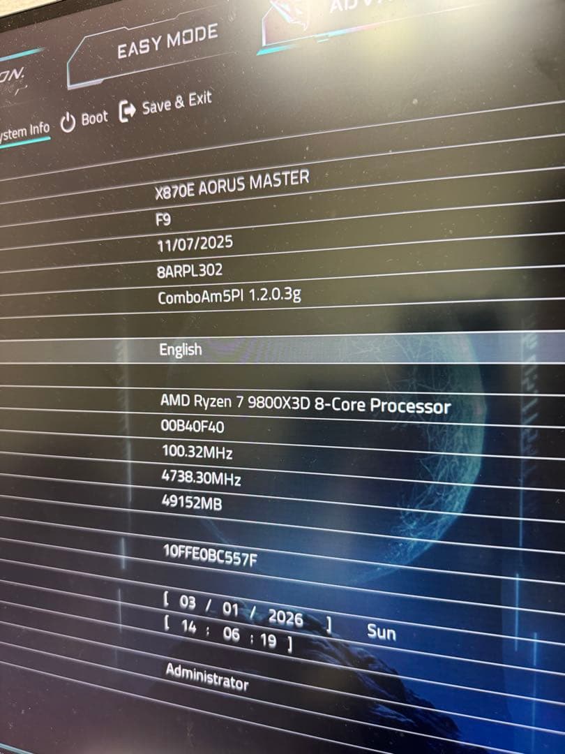 T*m様 GIGABYTE X870E AORUS MASTER AM5 ジャン