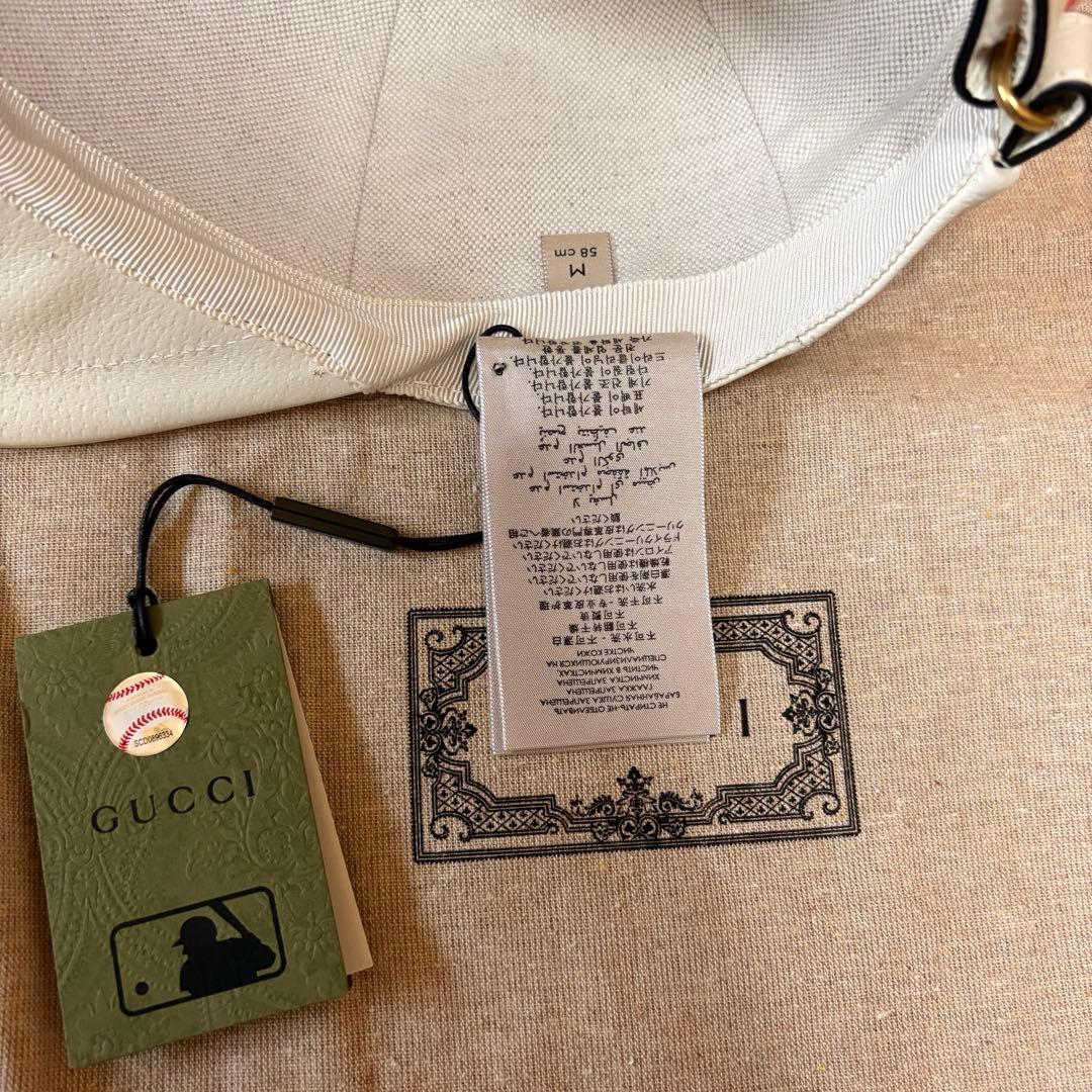 【新品】GUCCI MLBコラボ エンジェルスロゴ レザーキャップ M