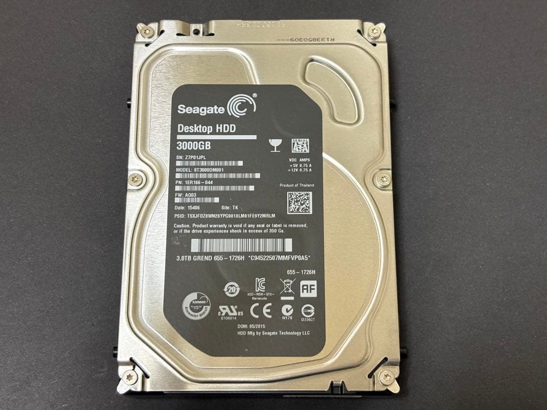 内蔵型ハードディスクドライブ Seagate 3TB APPLE HDD ST3000DM001