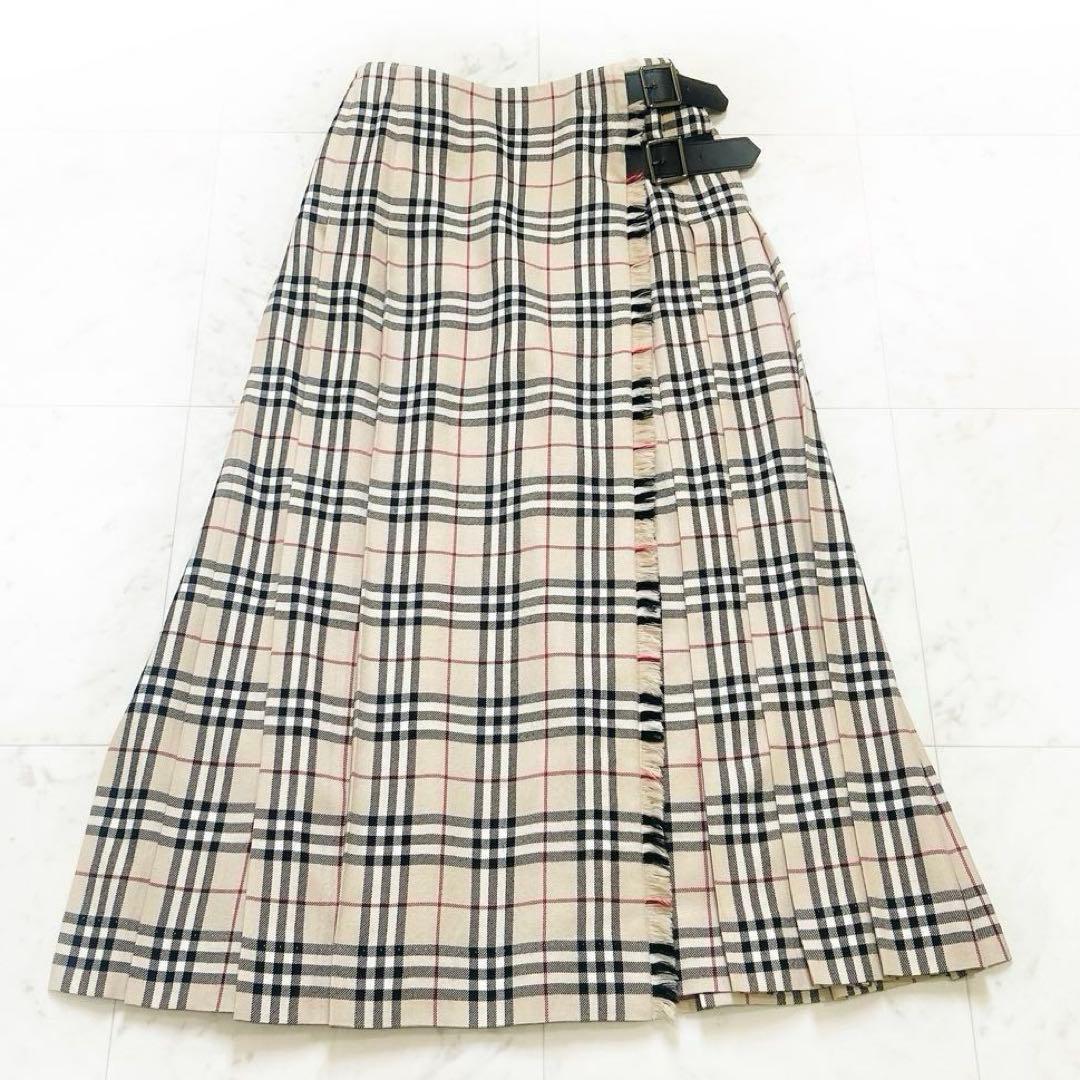 BURBERRY バーバリー ノバチェック プリーツスカート ラップ 革ベルト