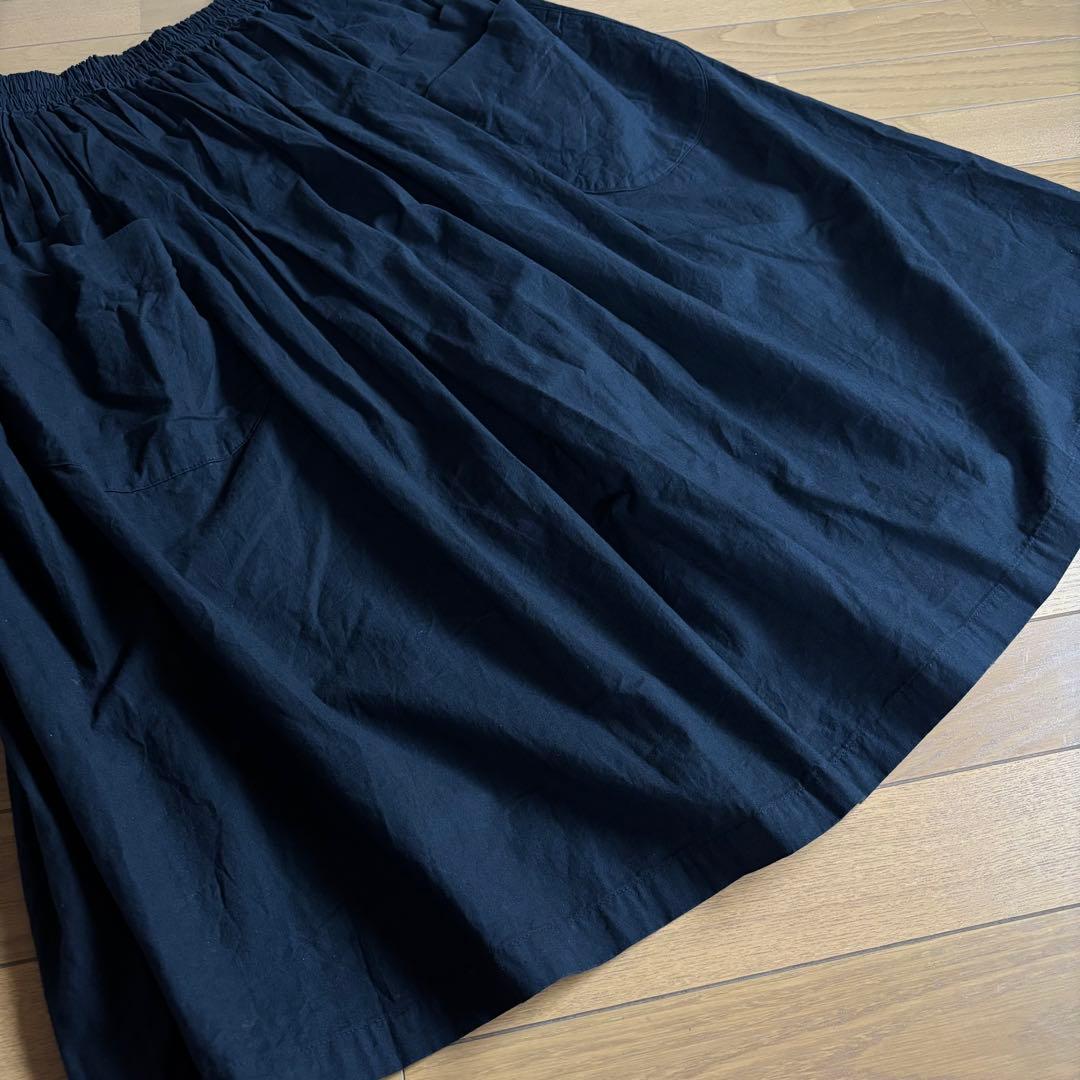 homspun バルキーシーチング ダブルポケットスカート クロ サイズM