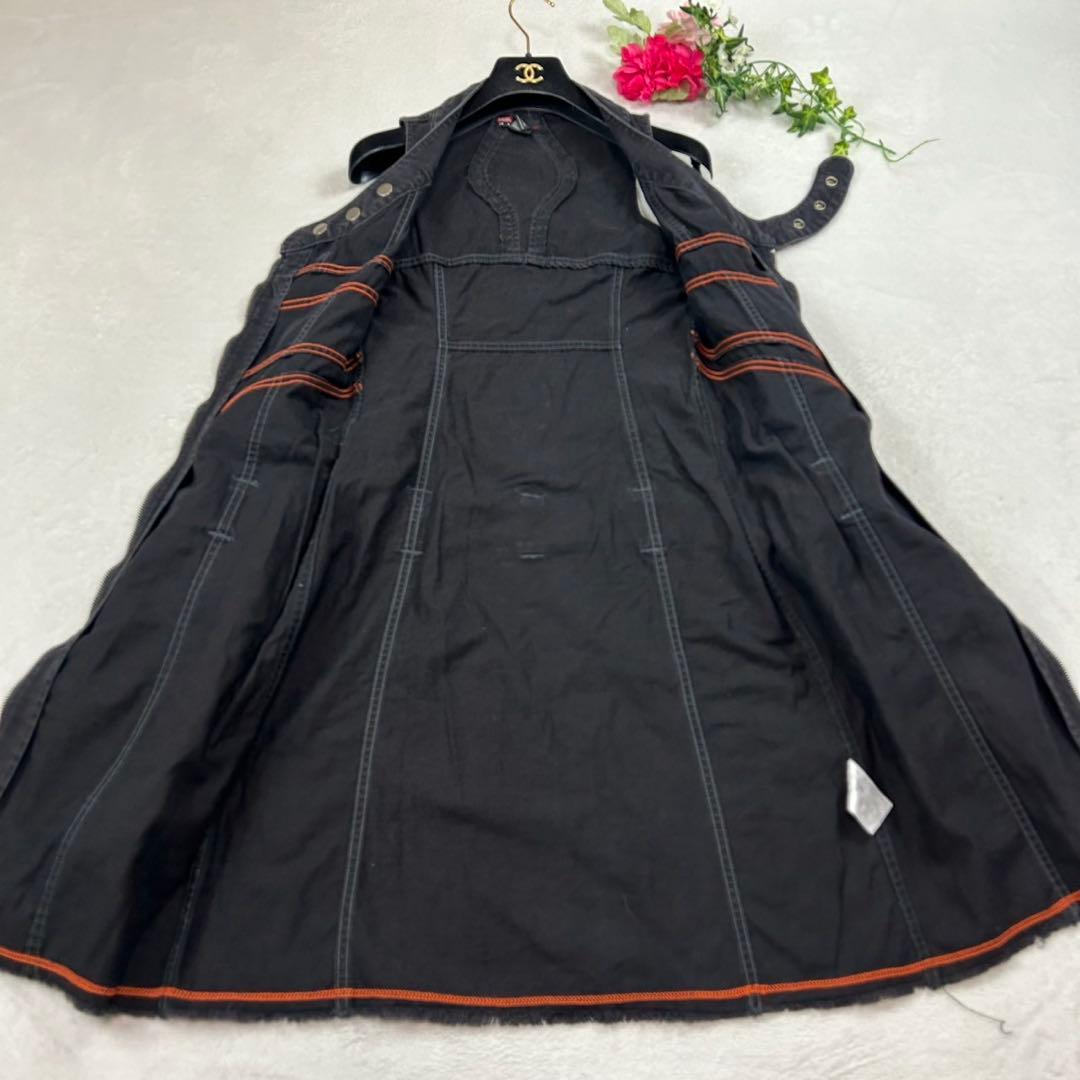 K698 M ディーゼル ウォッシュ加工 ひざ丈ワンピース ブラック レディース