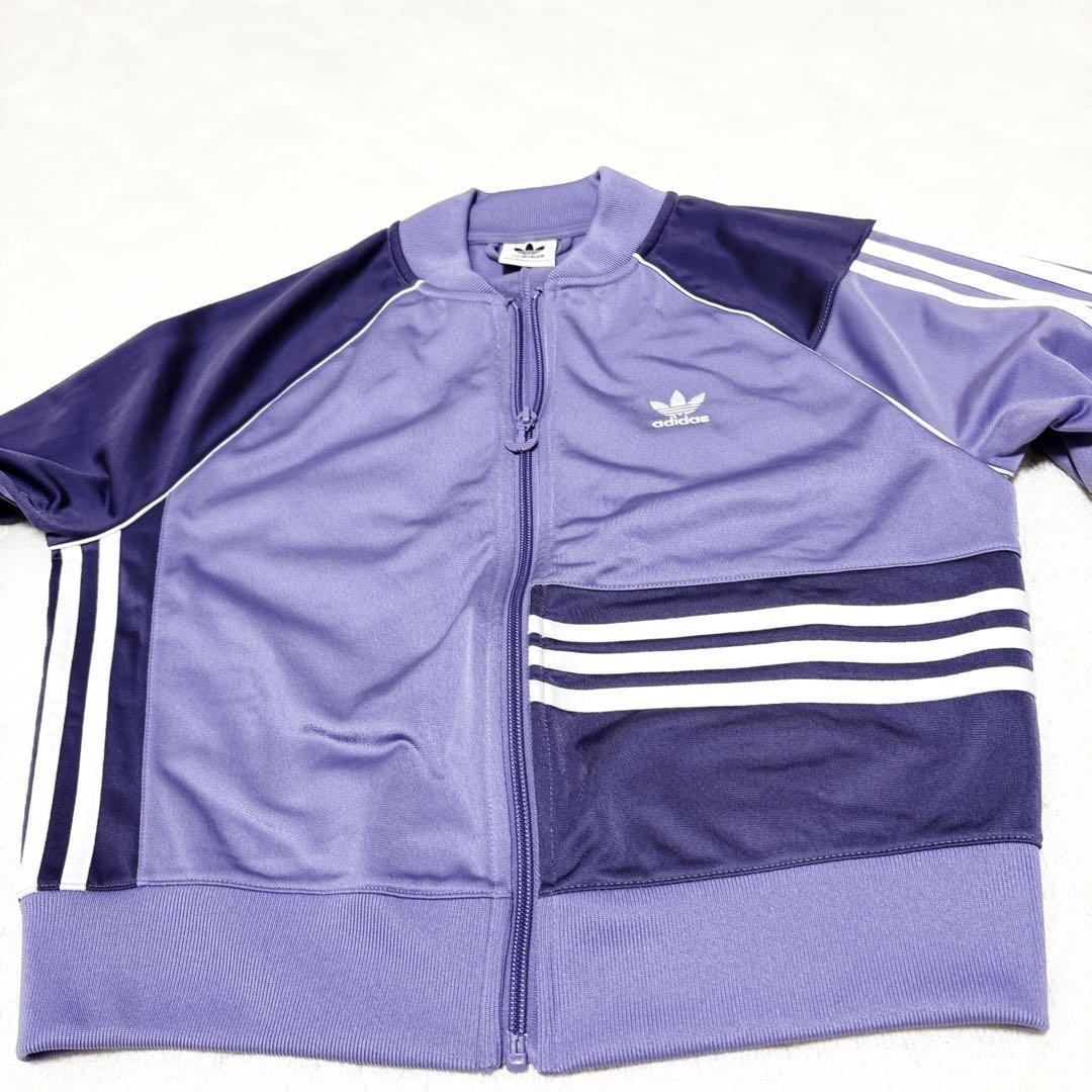 新品級 アディダス 紫 クロップド スーパースター トラックジャケット L