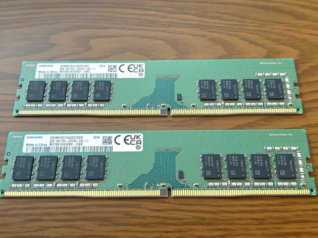 Samsung DDR4 8GB2枚 16GB 3200MHz メモリ 動作品