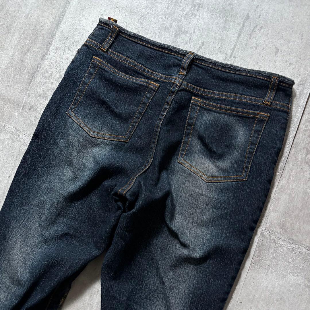 パンツ 00s flare denim pants zip glitter y2k