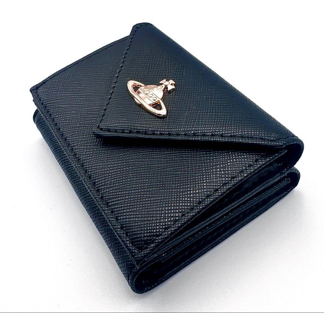 【新品✨人気】Vivienne Westwood 三つ折り財布/黒/ブラック