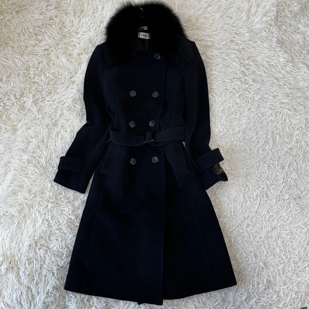 Emilyan✨未使用2way アンゴラウールベルテッドコート　ブルーフォックス