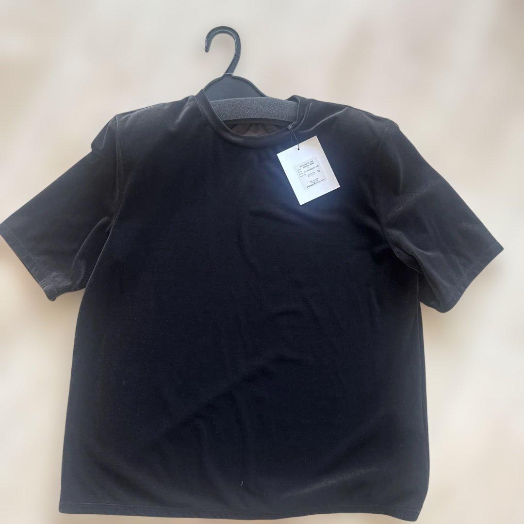 トップス roughlowVELOUR SHOULDERTEE(CHARCOALBROWN