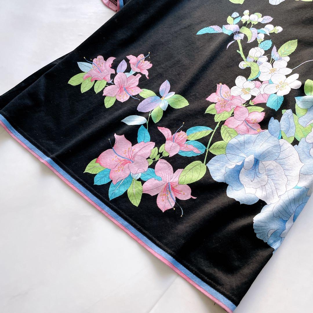 美品✨LEONARD レオナール 半袖カットソー 花柄 トリム コットン L