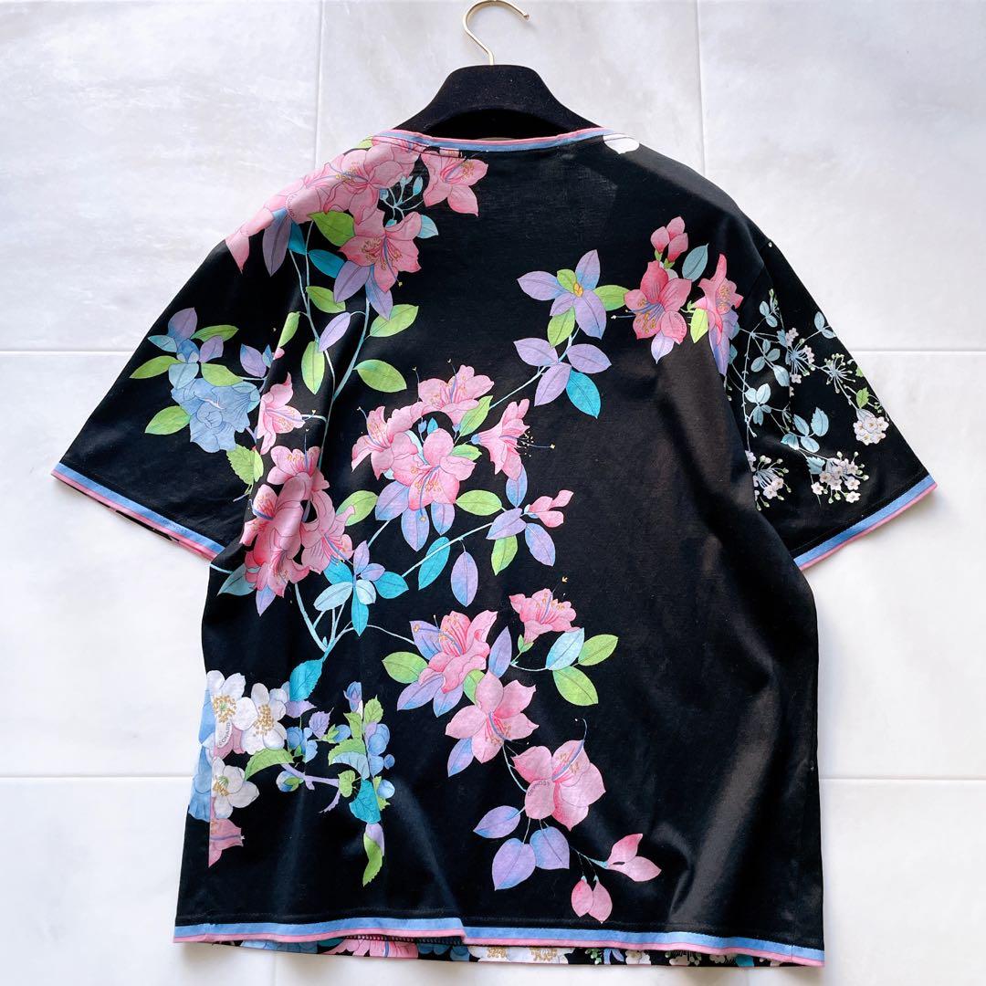 美品✨LEONARD レオナール 半袖カットソー 花柄 トリム コットン L