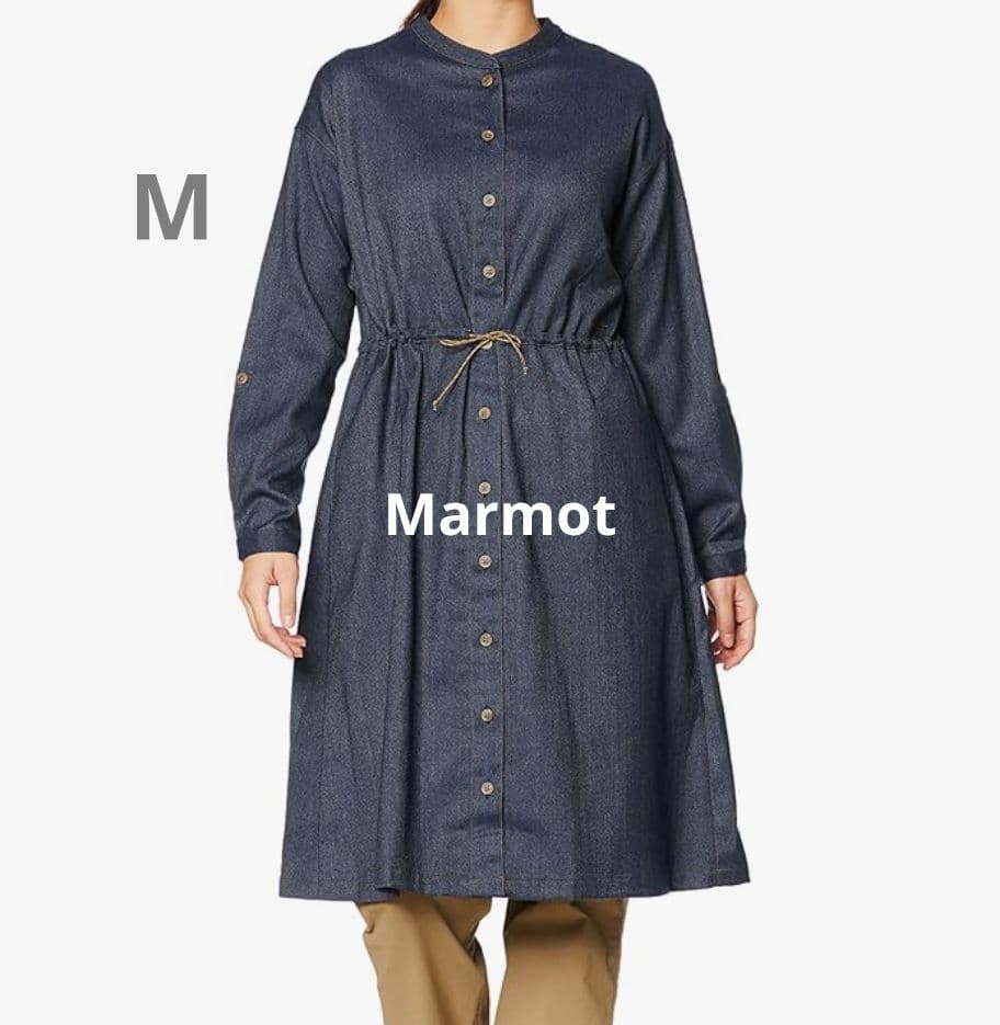 美品 Marmot マーモット ウールワンピース デニム ネイビー 四角友里