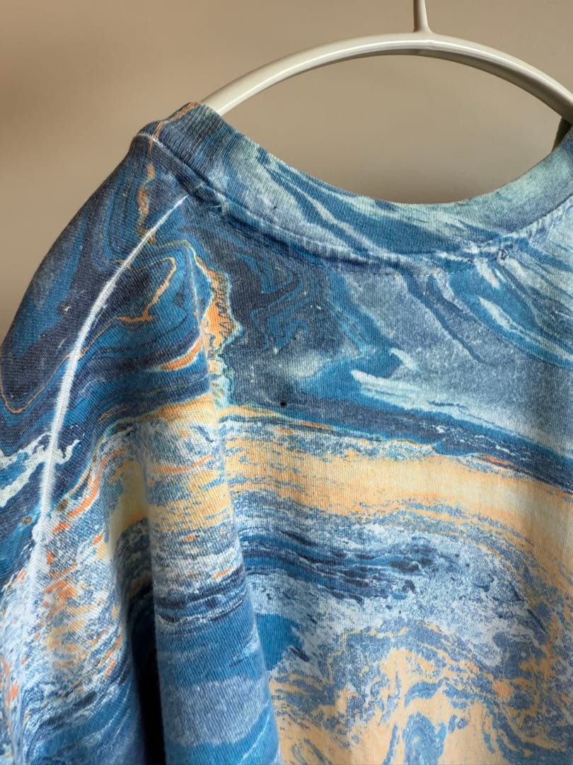 80s 90s usa製 Hanes マーブリング Tシャツ ブルー toro
