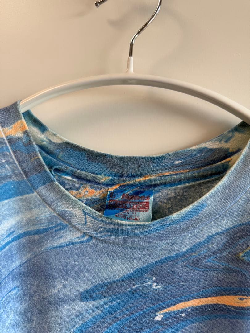 80s 90s usa製 Hanes マーブリング Tシャツ ブルー toro