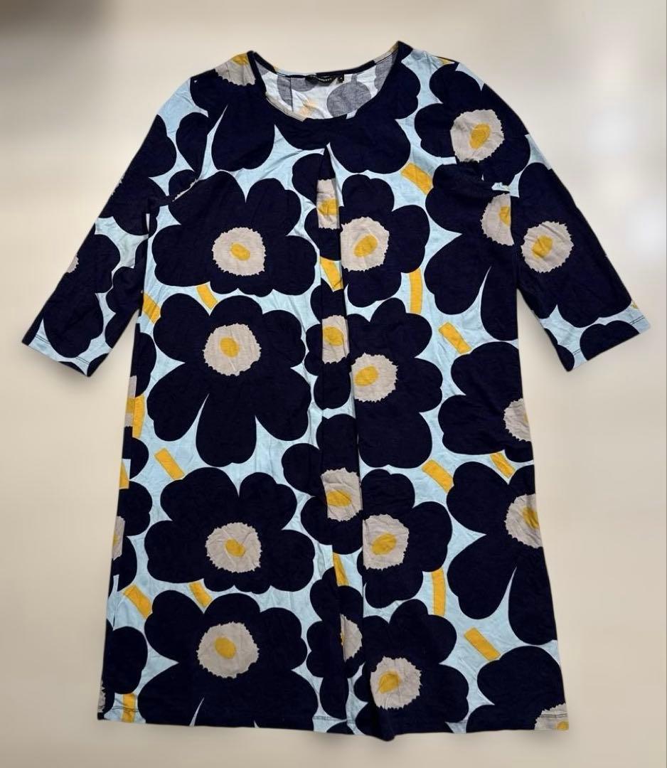 marimekko マリメッコ　ウニッコ柄　膝下　7分袖　シャツ　ワンピース　M