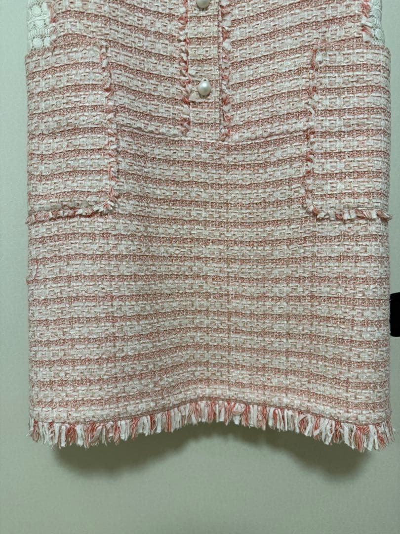 美品 Rene ツイードワンピース ピンク 38 ブローチ付き