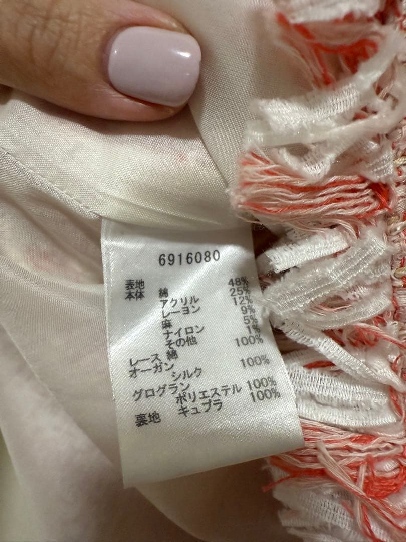 美品 Rene ツイードワンピース ピンク 38 ブローチ付き