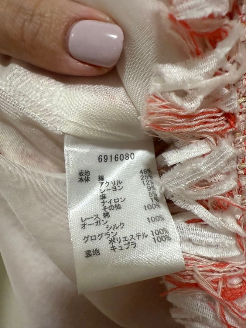 美品 Rene ツイードワンピース ピンク 38 ブローチ付き